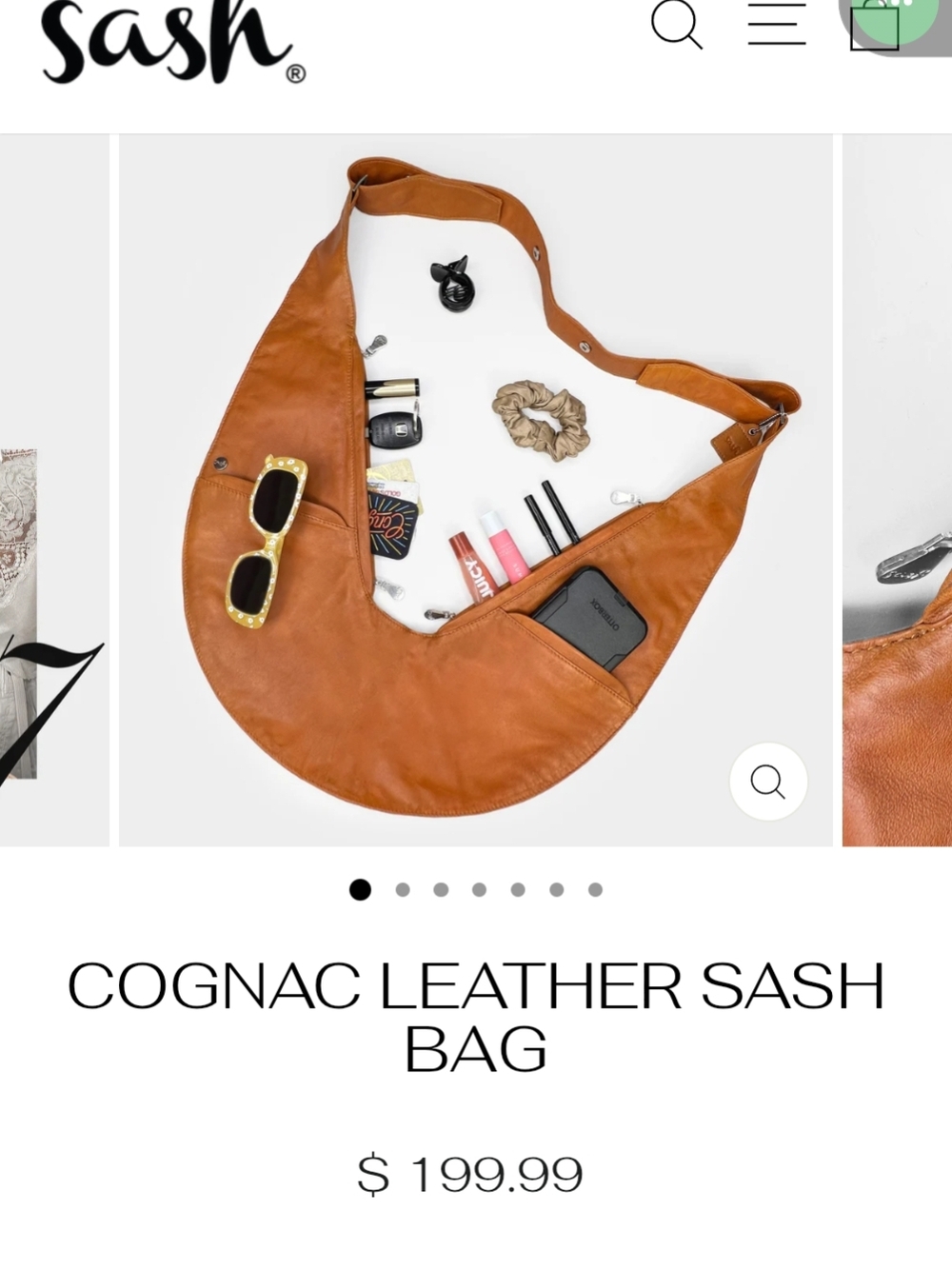 Sash Cognac Leather Crossbody Bag